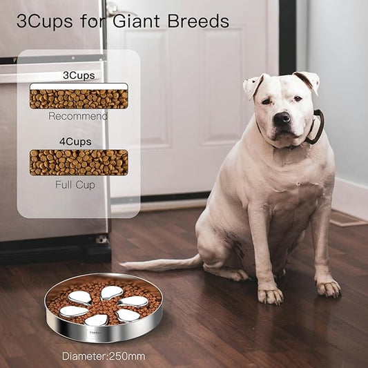 Slow Feeder Dog Bowl-3.5Cups for Large Breeds, Food Grade 304 Stainless Steel Dog Bowls with Non-Slip Base, Maze Pet Dish to Slow Down Eating, Dishwasher-Safe [2Pack]
