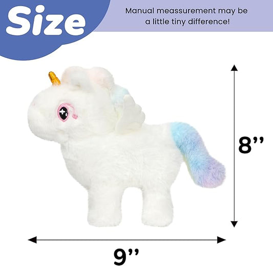 Hopearl Walking Unicorn with Glowing Horn Interactive Electronic Pet Plush Unicorn Toy with Sounds and Movements Animated Gift for Toddlers Birthday, White, 7''