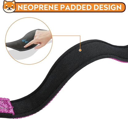 Reflective Dog Collar, Adjustable Soft Neoprene Padded Nylon Pet Collars with Buckle for Large Dogs, Rose Red,L