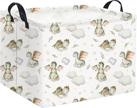 HIYAGON Rectangular Baby Girl Basket Kids Baby Storage Basket Toy Storage Bin Organizer Box Room Decor(Cute Dinosaur)