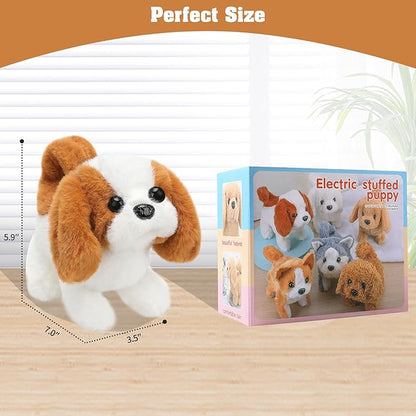 Plush Saint Bernard Toy Puppy Electronic Interactive Dog - Walking, Barking, Tail Wagging, Stretching Companion Animal for Kids Toddlers