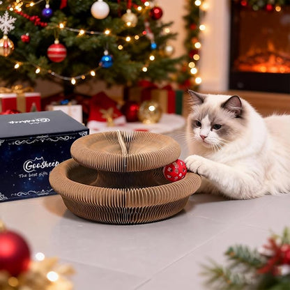 Goosheep Accordion Magic Organ Cat Scratcher Toys for Indoor Cats - Cardboard Cat Scratching Board Ball Scratcher Pad 3 Pack