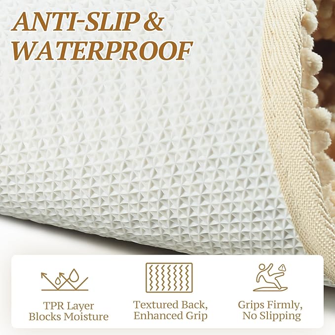 VIVAGLORY Dog Door Mat Absorpmax Dog Rug for Muddy Paw, Mat for Muddy Paw Door Indoor Floor Entryway, Waterproof Washable & Water Absorbent Dirt Trapper, 35" × 25", Beige
