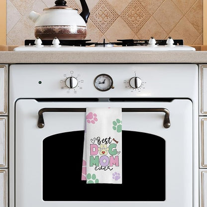 Dog Mom Gifts Kitchen Towels, Dog Lovers Owners Gifts for Women, Colorful Dogs Paws Hand Towels for Bathroom, 16x24 Inches