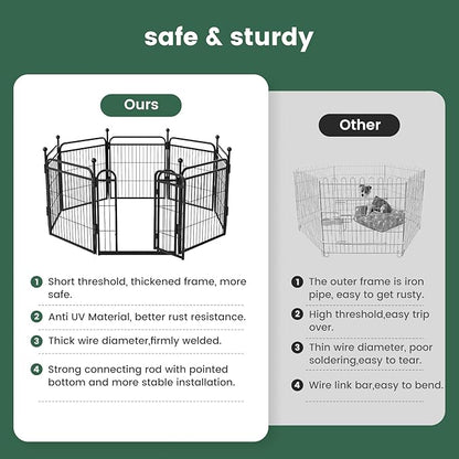 Gardner Pet Dog Playpens, 32" H 2 Add-on Panels for Small/Medium/Large Dogs, Foldable Pet Play Yard Gate Extensions, Pet Playpen, Anti-Rust, Quick Install, Black