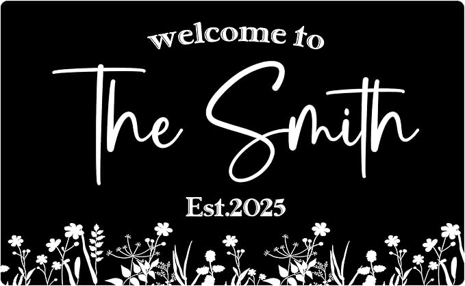 Custom Doormat with Family Name - Personalized Entryway Door Mat Front Door Mat for Outdoor Decor Entrance Mat Housewarming Gift with Anti-Slip Backing Design09