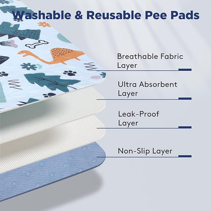 Washable Pee Pads for Dogs, 2 Pack Large 41"x41" Super Absorbent Reusable Pads for Dog Training Pads, 100% Waterproof Non-Slip Pee Pads Whelping Pads Dog Playpen Pads Crate Mat Bed Pads Dog Products
