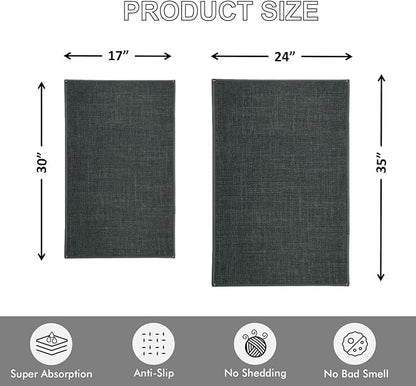 Ultra Thin Indoor Door Mat, Low-Profile Door Mats Indoor Entrance, Non-Slip Natural Rubber Backing Doormat, Washable Entryway Doormats, Fade Resistant Dirt Trapper for Kitchen, 47''x24'',Grey
