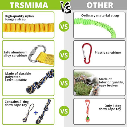 Dog Hanging Bungee Tug Toy: Interactive Tether Tug-of-War for Pitbull Small to Large Dogs to Exercise and Fun Solo Play - Durable Retractable Tugger Dog Rope Toy with 2 Chew Rope Toys