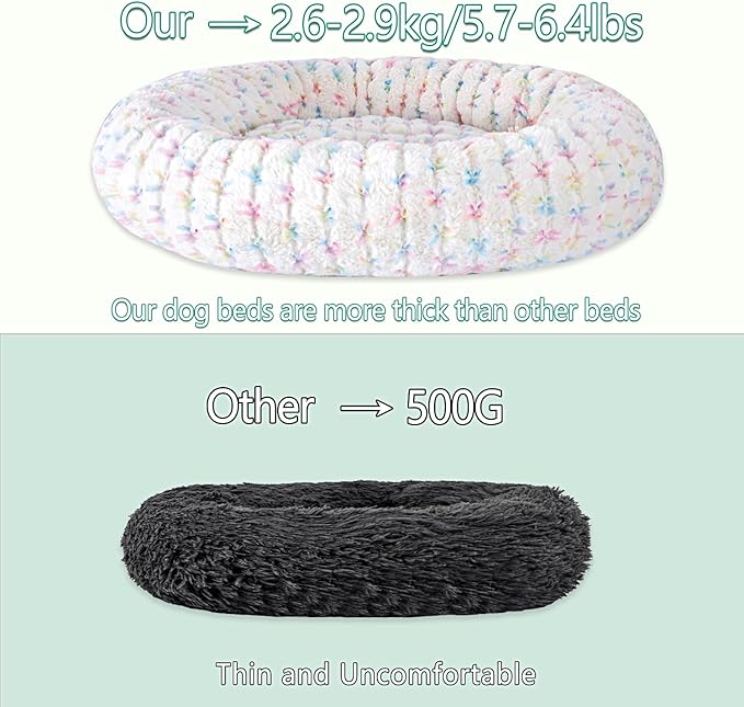 39 Inch Calming Dog Bed for Large Dogs, Round Anti-Anxiety Warm Bed, Soft Cozy Anti-Slip Donut Washable Pet Bed, Fits up to 100 lbs Pets