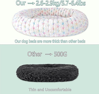 39 Inch Calming Dog Bed for Large Dogs, Round Anti-Anxiety Warm Bed, Soft Cozy Anti-Slip Donut Washable Pet Bed, Fits up to 100 lbs Pets