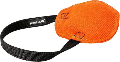 Dingo Gear Dog Tug Toy for Strong Dog, Bite Training, IGP, Fun, French Linen Disc, 5,5" Orange Berta S00092