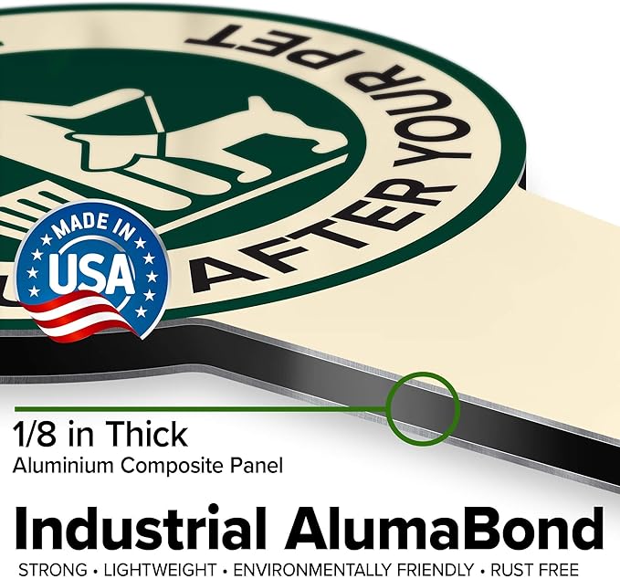 Please Clean Up After Your Pet Sign 9"x17", Heavy Duty Integrated Ground Stakes, Indoor/Outdoor Use, Rust Free Aluminum Composite, Made in USA by My Sign center