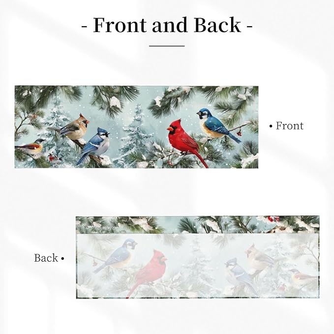 Worltoldb Winter Cardinal Bird Curtain Valance Short Rod Pocket Window Treatment for Living Room Bedroom Kitchen Bathroom 1 Panel 54" W x 18" L