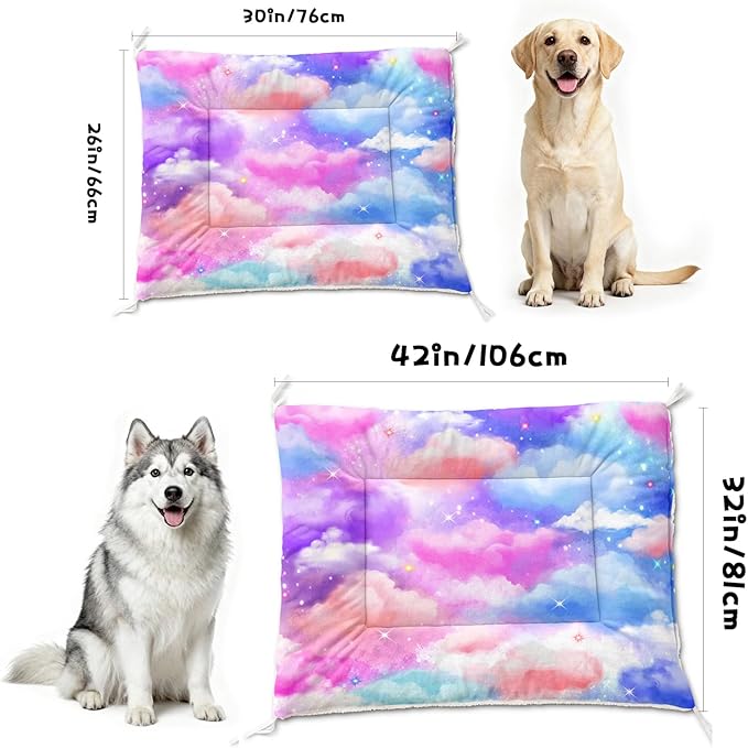 Dog Cat Bed Mat Ultra Soft Fluffy Pet Bed Washable Fashion Dog Crate Beds Comfy Comfy Pet Sleeping Pad Suitable for Pet Raised Bed(42"x32",Colorful Clouds)