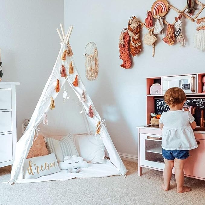 Kids Teepee Tent Indoor with Star Lights, Gift for Boys & Girls, Toys for Toddler, Kids Playhouse for Indoor Decor Party Games