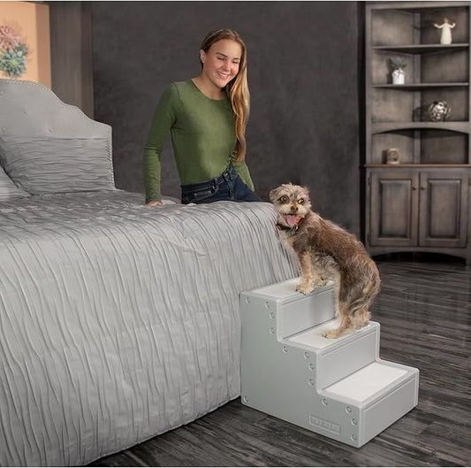 Pet Gear Pet Step III & IV Pet Stairs for Small Dogs and Cats up to 50 pounds, Lightweight, No Tools Required, 13 Colors to Choose from, Fog, 3 Steps