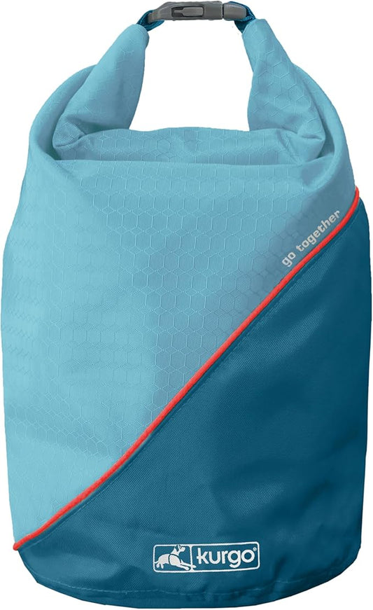 Kurgo Kibble Carrier - Portable Kibble Carrier - Compact Travel Storage - Dog Food Dry Bag - Camping Dog Storage - 5 lb Capacity - Coastal Blue