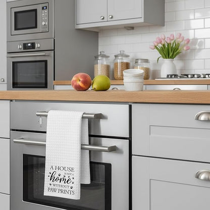 Dog Hand Towel, A House is Not a Home Without Paw Prints, Waffle Weave Microfiber Pet Kitchen Towel, Cute Decor for Dog Lovers