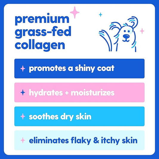Taily Liquid Collagen for Dogs Skin and Coat Supplement, Cats | Taily Liquid Premium Grass-fed Collagen | Itch Relief for Dogs with Allergies, Biotin, Vitamin C and Hyaluronic Acid | Made in USA