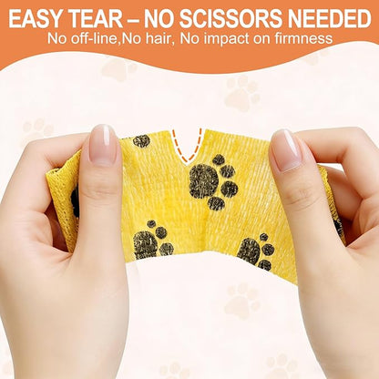 6 Rolls Vet Wrap Cohesive Bandage, Self Adhesive Non-Woven Pet First Aid Tape for Dogs, Cats, Horses, Wound Care, Sticks Only to Itself, Safe & Comfortable, 2 Inch x 5 Yards