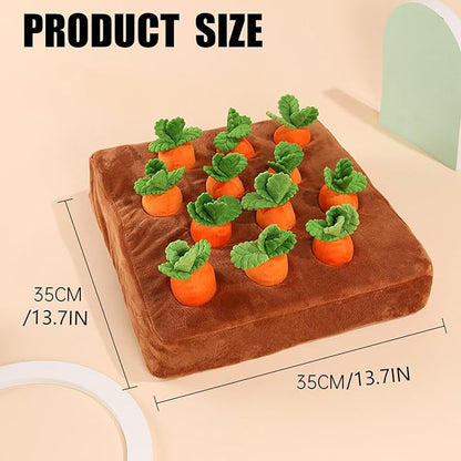 Carrot Dog Toy, Snuffle Mat for Dogs Toy Carrot, Interactive Dog Plush Puzzle Toys,Carrot Garden Dog,Dog Carrot Toys Pet Stress Relief with 12 Carrots (1)
