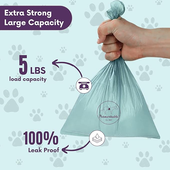 Complete Earth-Conscious Dog Waste Kit: Wheat Straw Waste Bag Dispenser with one corn starch 15-bag waste bag roll, Carabiner, Elastic Band for Secure Leash Attachment, Leak-Proof (Green)