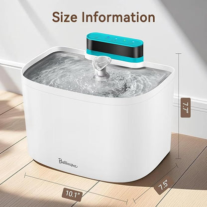 Cat Water Fountain, 122oz/3.6L Pumpless Wireless Cat Fountain, Cordless Water Fountains for Cats Indoor, Battery Operated Dog Pet Water Fountain with Stainless Steel Tray (White, Fountain+8 Fliters)