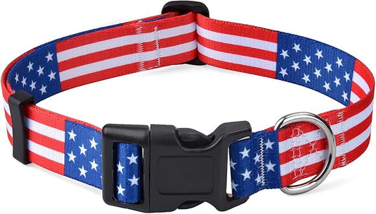 American Flag Dog Cat Collar - Patriotic, US Flag Pattern, Star & Stripes, Fourth of July Dog Collar, Adjustable for Small Medium Large Dogs & Cat(Classic US,XS)