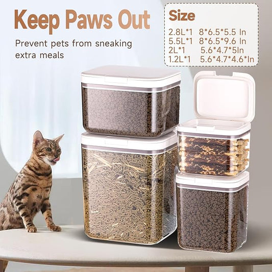 LivLab Mker Dog Food Storage Container 25 lbs Airtight Pet Food Container with Measuring Cup, BPA Free, Rice & Flour Storage Container for Dog Treats and Cat Food, White