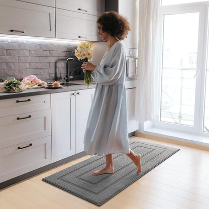 GRANNY SAYS Kitchen Mats for Floor, 47 x 20, Kitchen Rugs Non Slip Washable, Thick Runner Rugs Floor Mats for Sink, Laundry, Long Kitchen Carpet Non Skid, Grey