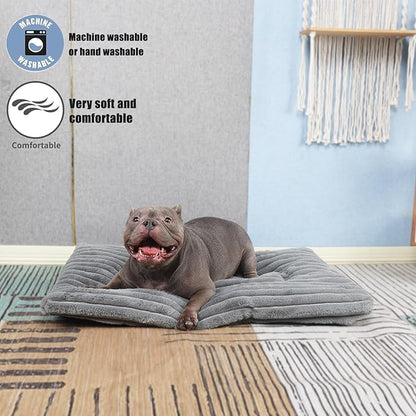 Dog Beds Crate Pad for Medium to Large Dogs Ultra Soft Dog Mat for Crate or Cage 36 Inch Washable and Anti-Slip Fluffy Flat Kennel Pad for Pets Cozy Sleeping Mattress Cushion,35" x 23",Grey