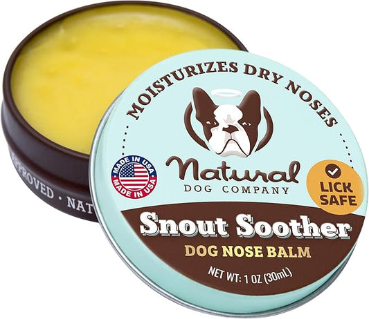Natural Dog Company Snout Soother Balm – Dog Nose Balm for Dry Cracked Snouts, Moisturizing Winter Nose Care with Coconut Oil & Shea Butter, Lick Safe Dog Snout Balm for All Breeds, 1 oz Tin