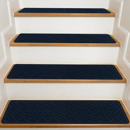 Stair Treads for Wooden Steps, 8" X 30" Non Slip Carpet Stair Treads with Reusable Adhesive for Kids Elders and Dogs, Surface Polyester TPR Backing Stair-Runner 15PCS