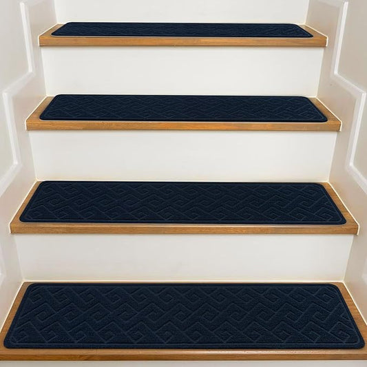 Stair Treads for Wooden Steps, 8" X 30" Non Slip Carpet Stair Treads with Reusable Adhesive for Kids Elders and Dogs, Surface Polyester TPR Backing Stair-Runner 15PCS