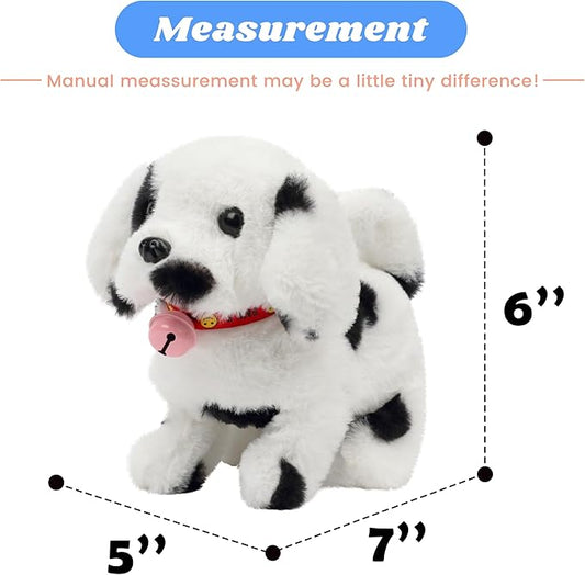 Hopearl Walking Point Dog Interactive Electronic Pet Plush Toy Puppy Woof and Moving Animated Nodding Head Gift for Toddlers Birthday, Black, 7''