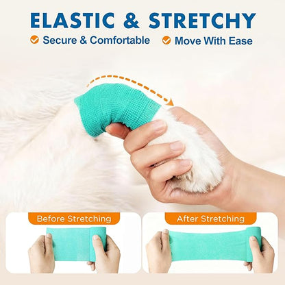 Lotfancy 10 Rolls Self Adhesive Vet Wrap, 2 Inch Cohesive Bandage Wrap for Wound Care, Elastic Pet Tape for Dogs, Cats, Horses, Breathable Medical First Aid Tape for Paw, Leg, Foot, Assorted Colors