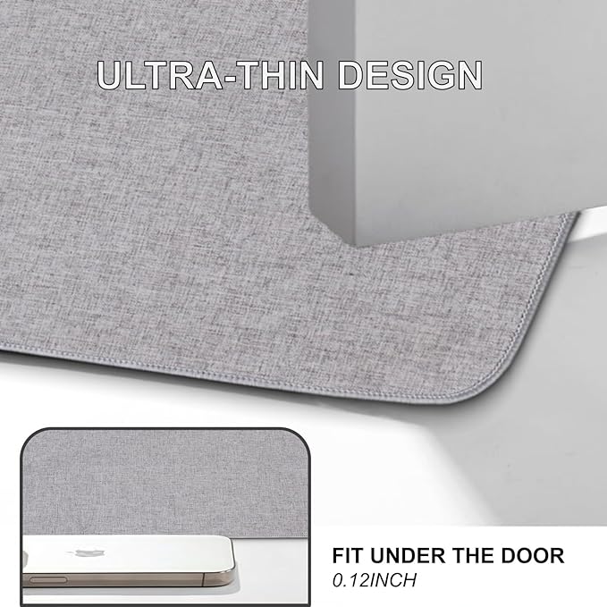 Indoor Door Mat, 1/10 in Ultra Thin Door Mat, Non-Slip Natural Rubber Backing Inside Doormat, Washable, Low-Profile Entrayway Mats, Durable Dirt Trapper for Various Entrance, 29''X17'' Grey