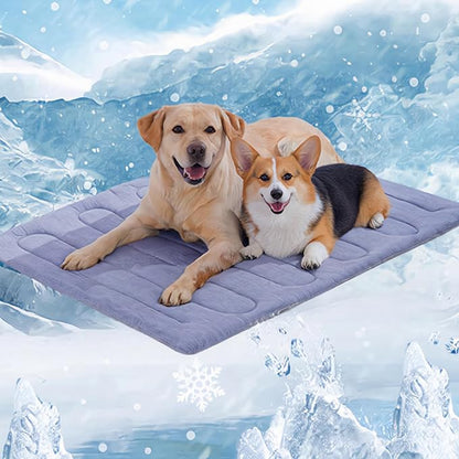 MARUNDA Dog Cooling Mat, No Need to Freeze Or Refrigerate This Cool Pet Pad Cat Mats- Keep Your Pet Cool, Machine Washable. ((51" x 37.5") XXL-Crate, Blue)
