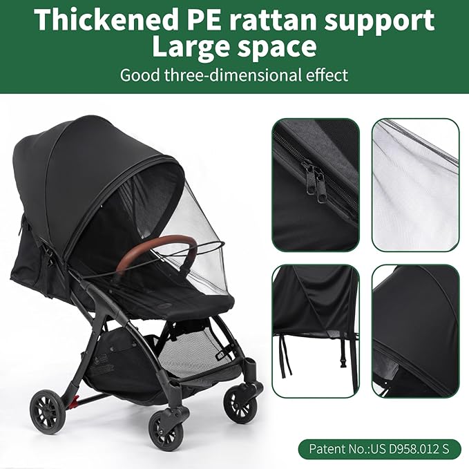DUOMI 2-in-1 Stroller Sun Shade and Mosquito Net Cover - Universal Breathable Baby Cover With Two-Way Zipper for Extender