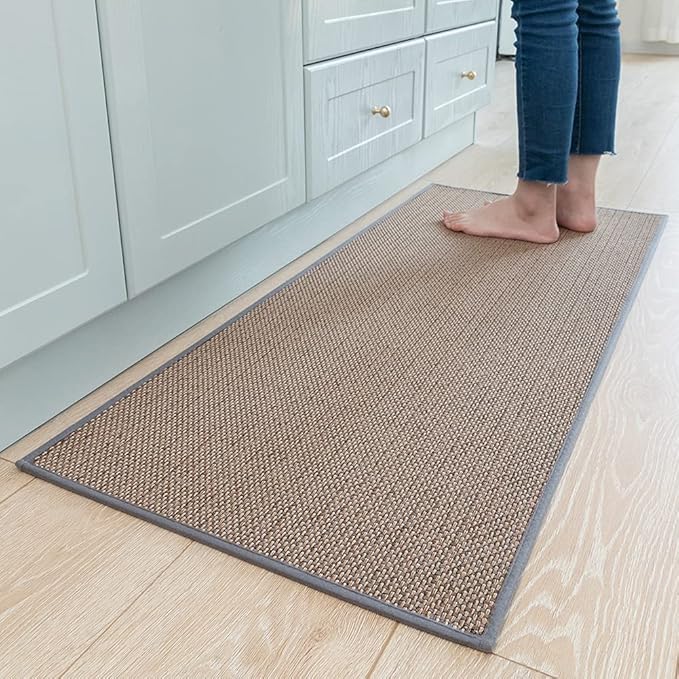 MontVoo Kitchen Rugs and Mats Non Skid Washable, Absorbent Runner Rugs for Kitchen, Front of Sink, Kitchen Mats for Floor(Grey, 20"x47")