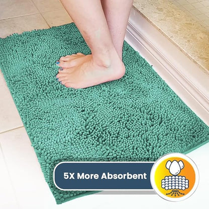 Muddy Mat® | Super Absorbent Door Mat Indoor, Microfiber Quick Dry Chenille Entryway Rug, Non-Slip Front Door Mat, Indoor Mats for Entryway, Machine Washable Pet Rug, Seafoam Green 24" x 120"