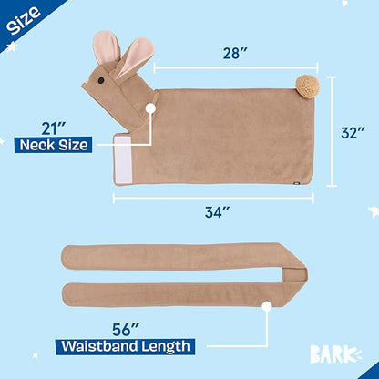 Barkbox Dog Bathrobe Fast Drying with Hook and Loop Closure & Wrap Tie Snuggle, Cute Dogs Clothes, Easy to Clean, Machine Washable, Dog Coats and Tumble Dry Low - Bunny, Large