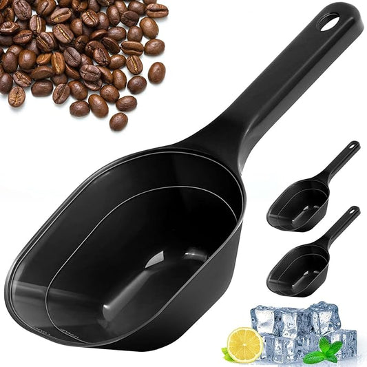 2PACK Dog-Cat Food-Scoop Measuring-Cup,1 Cup Capacity Versatile Plastic Pet Food Scoop with Measuring Lines 1 Cup and 1/2 Cup for Precise Portion Control (2 Black)