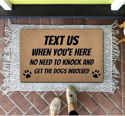 Funny Welcome Doormat (23.7 in X 15.6 in) Anti-Slip Rubber Back Entrance Way Indoor Front Porch Decor Rugs House Warming Gift (Text Before Arrived No Knock)