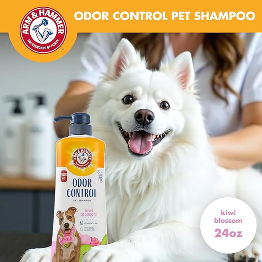 Arm & Hammer for Pets Odor Control Pet Shampoo, Value Size Bottle with Pump | Odor Eliminating Dog Shampoo | Great for All Dogs & Puppies, Fresh Kiwi Blossom Scent, 24 oz