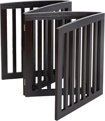 ZENY Freestanding Pet Gate for Dogs - 4 Panels Indoor Foldable Dog Fence for Stairs, Hallways, or Doorways - 82x24-Inch Freestanding Dog Gates, Brown
