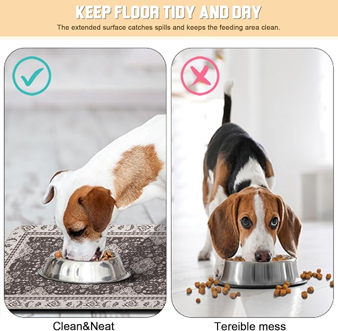 Dog Food Mat for Floors Waterproof Quick Dry Pet Placemat Cat Feeding Bowls Mats for Food and Water, Eco-Friendly Dog Accessories Diatomite Pets Supplies 12" X 20"