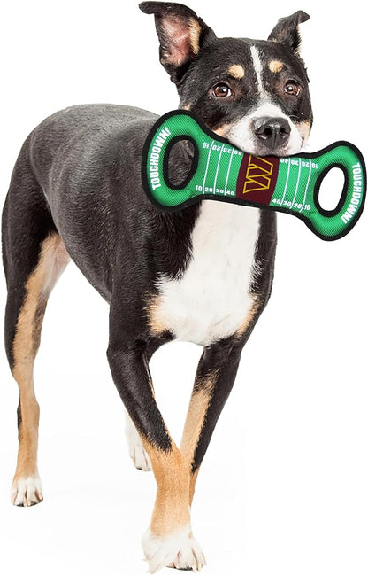 Pets First NFL Washington Commanders Football Field Dog Toy with Double Rim Stitching & Inner Squeaker, Team Color (WAC-3030)