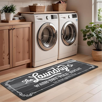 Pauwer Laundry Room Rug Runner 20"x60" Waterproof Rubber Laundry Mat Non Slip Kitchen Mats for Floor Washable Floor Mat Runner Rug for Farmhouse Mudroom Washroom Bathroom Decor